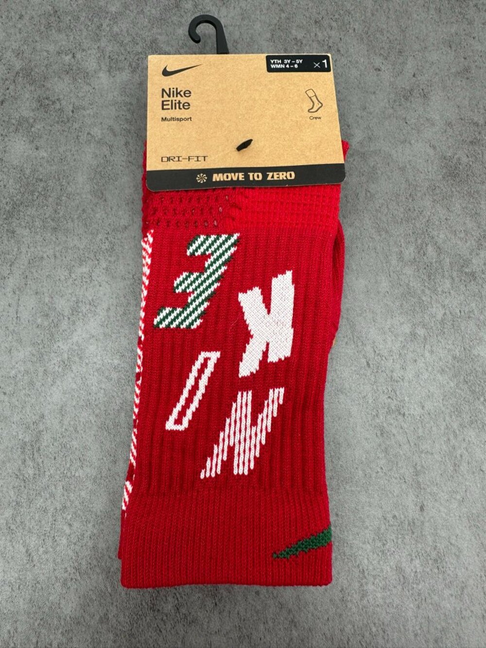 Nike Elite MultiSport Holiday Themed Athletic Crew Socks Size WMN 4-6 YTH 3Y-5Y